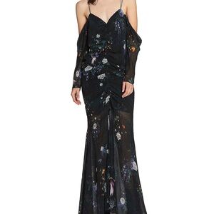 Camilla & Marc One Shoulder Black Floral Dress